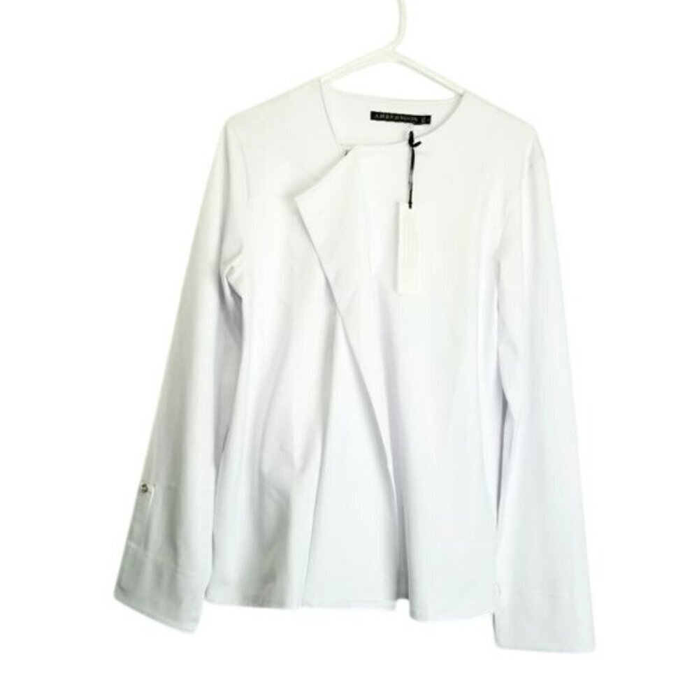 Ambernoon Womens Long-Sleeve White Top With UV Protection‎ Size L Made In USA